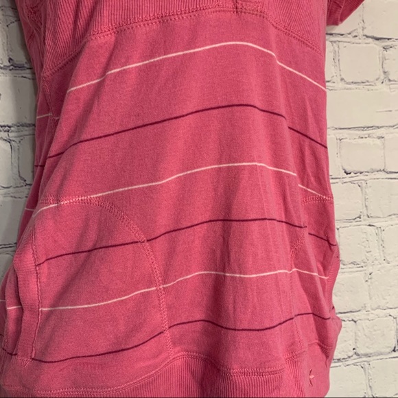 SO Pink Striped Hooded Short Sleeve Top - Picture 2 of 10
